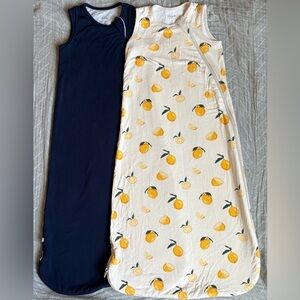 Kyte BABY Navy & Cream Lemon Print Sleeveless Sleep Sacks (2-Pack)